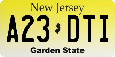 NJ license plate A23DTI