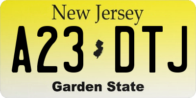 NJ license plate A23DTJ