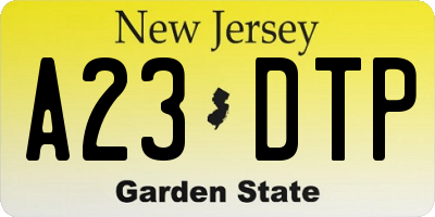 NJ license plate A23DTP