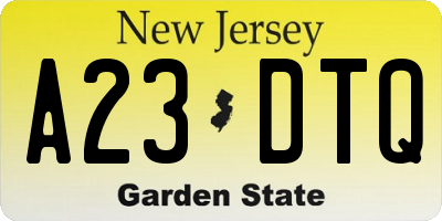 NJ license plate A23DTQ