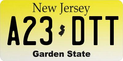 NJ license plate A23DTT