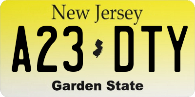 NJ license plate A23DTY