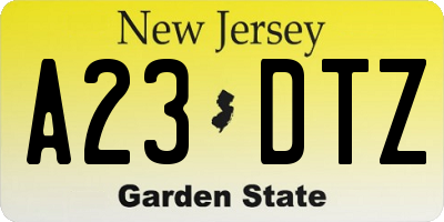 NJ license plate A23DTZ