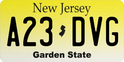 NJ license plate A23DVG
