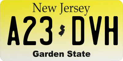 NJ license plate A23DVH