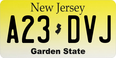 NJ license plate A23DVJ