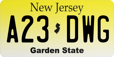 NJ license plate A23DWG