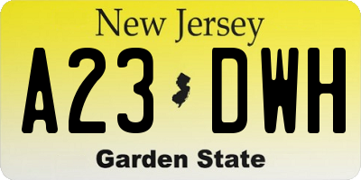 NJ license plate A23DWH