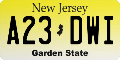 NJ license plate A23DWI