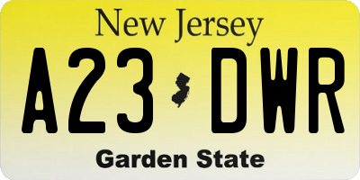 NJ license plate A23DWR
