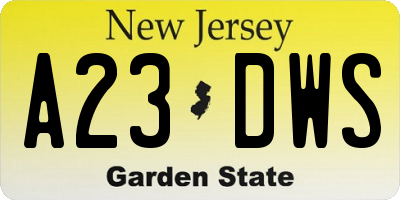 NJ license plate A23DWS