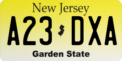 NJ license plate A23DXA