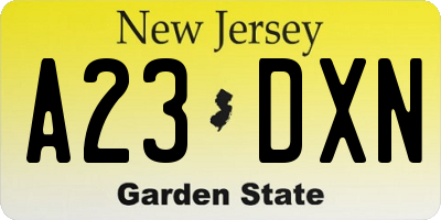 NJ license plate A23DXN