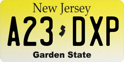 NJ license plate A23DXP