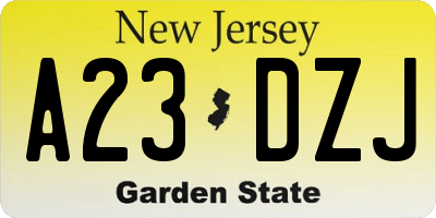 NJ license plate A23DZJ