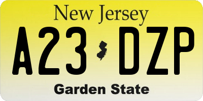 NJ license plate A23DZP