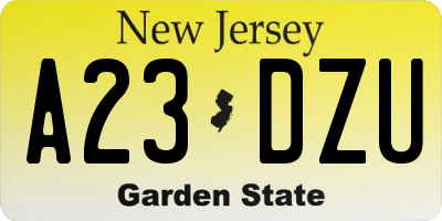 NJ license plate A23DZU
