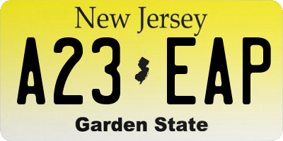 NJ license plate A23EAP