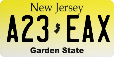 NJ license plate A23EAX
