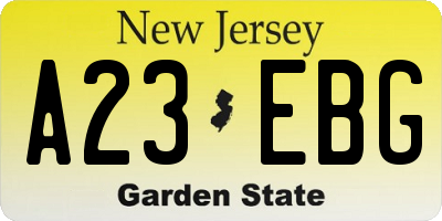 NJ license plate A23EBG