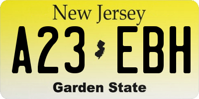 NJ license plate A23EBH