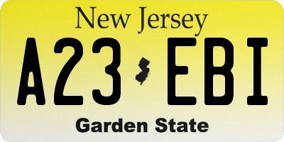 NJ license plate A23EBI