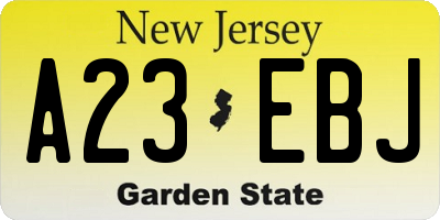 NJ license plate A23EBJ