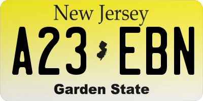 NJ license plate A23EBN