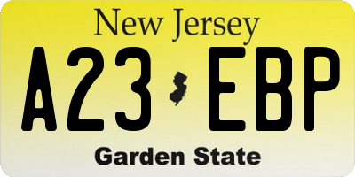NJ license plate A23EBP