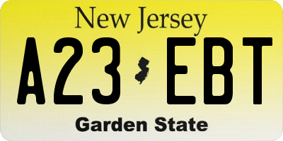 NJ license plate A23EBT