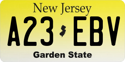 NJ license plate A23EBV