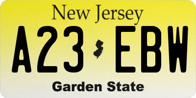 NJ license plate A23EBW