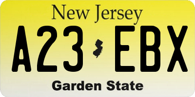 NJ license plate A23EBX