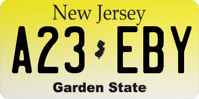 NJ license plate A23EBY