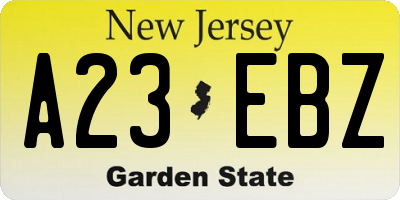 NJ license plate A23EBZ