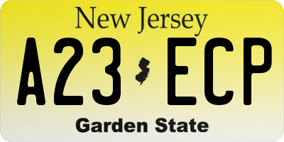 NJ license plate A23ECP