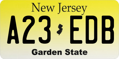 NJ license plate A23EDB