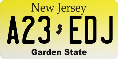 NJ license plate A23EDJ