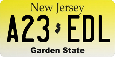 NJ license plate A23EDL
