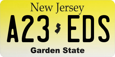 NJ license plate A23EDS