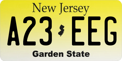 NJ license plate A23EEG