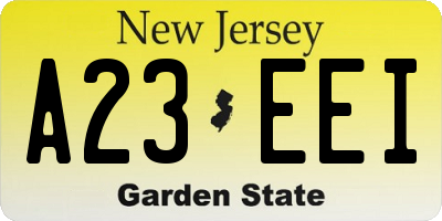 NJ license plate A23EEI