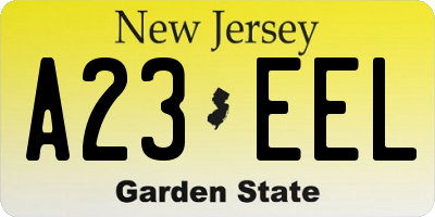 NJ license plate A23EEL