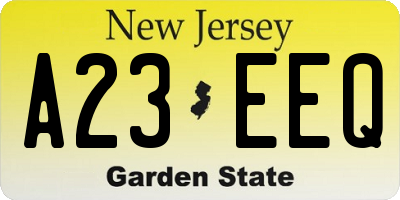 NJ license plate A23EEQ
