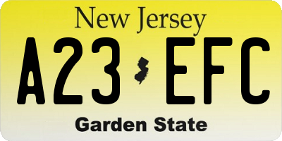 NJ license plate A23EFC