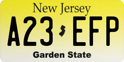 NJ license plate A23EFP