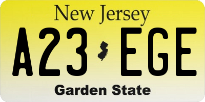 NJ license plate A23EGE