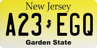 NJ license plate A23EGQ