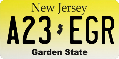 NJ license plate A23EGR