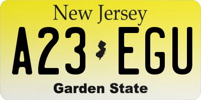 NJ license plate A23EGU